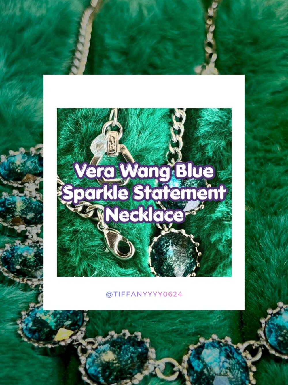 Simply Vera Vera Wang Blue Sparkle Statement Necklace Silver Tone